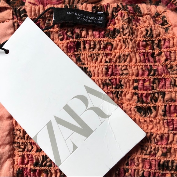 🏷NWT Zara Pink Rustic V-Neck Floral Mini Dress S - Picture 6 of 7